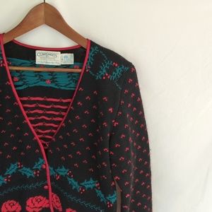 Vintage 80s Susan Bristol 100% Wool  Cardigan